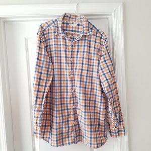 Sonoma Men's Checker Plaid Button Down Long Sleeve Shirt - Blue & Orange - XL